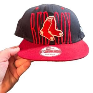 Red Sox Black Red Bill Baseball Hat Adjustable New Era One Size Fits Most